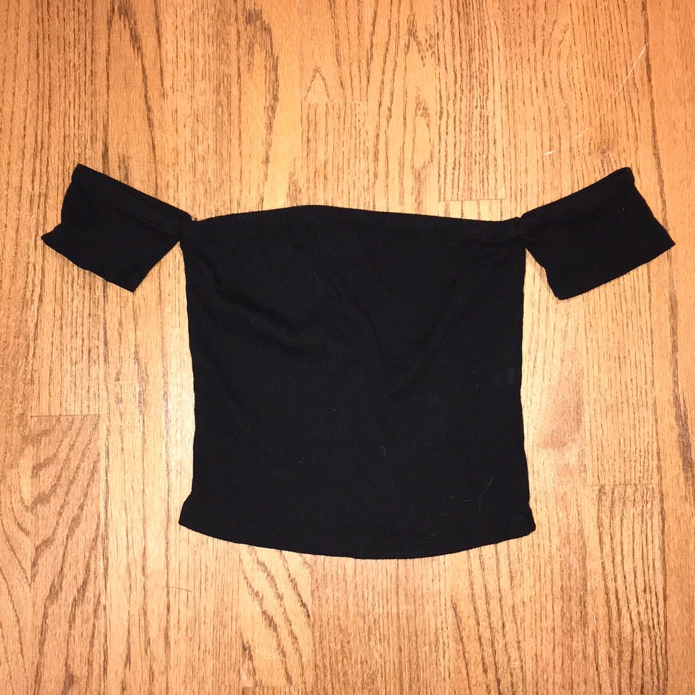 Black off the shoulder crop top